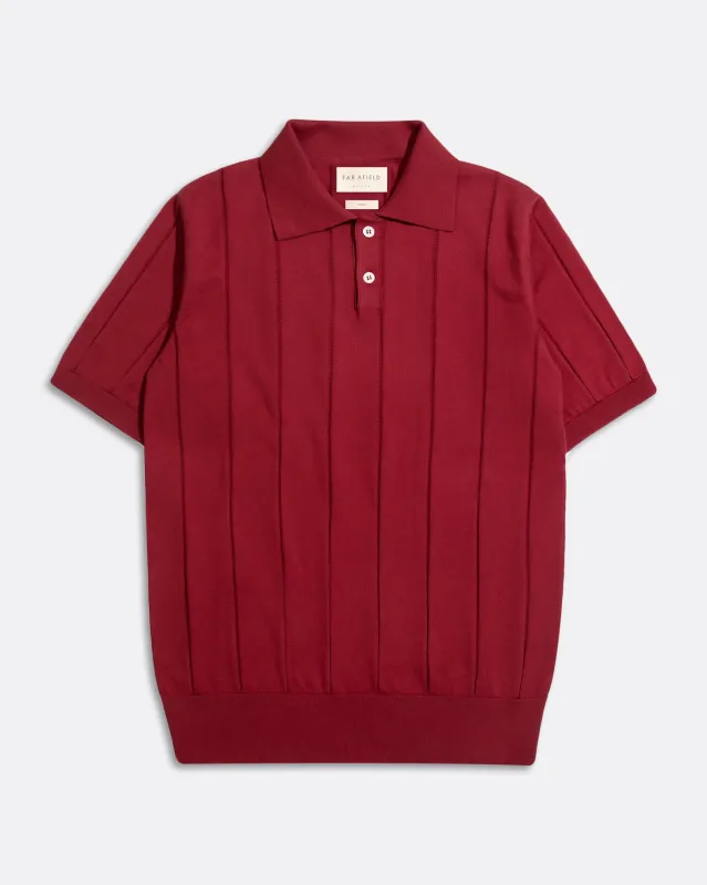 Jacobs Punched Stripe Polo - Deep Red made by Far Afield