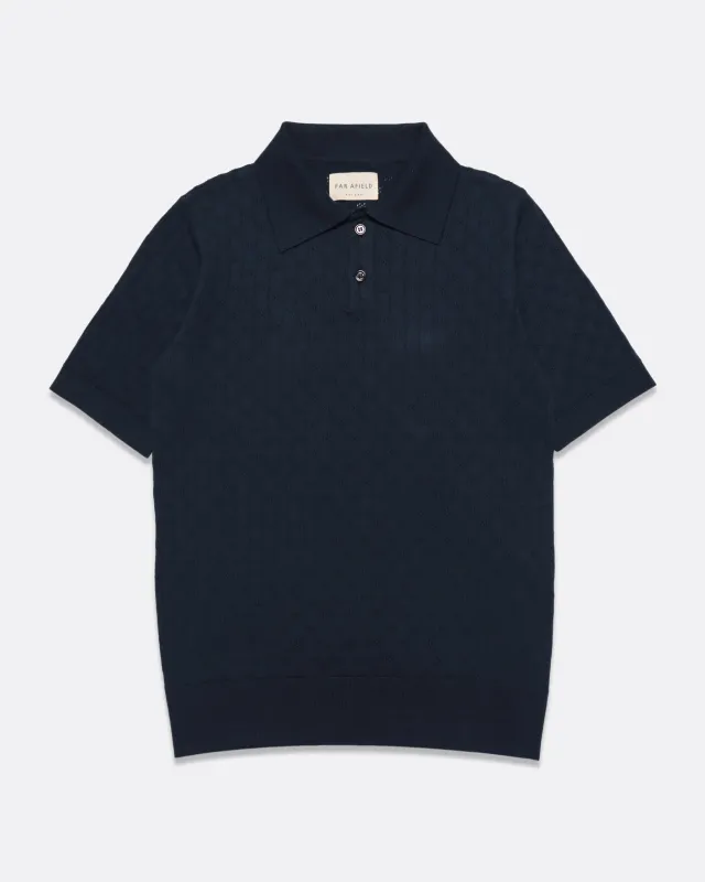 Jacobs Perforated Lace Polo - Navy Iris made by Far Afield