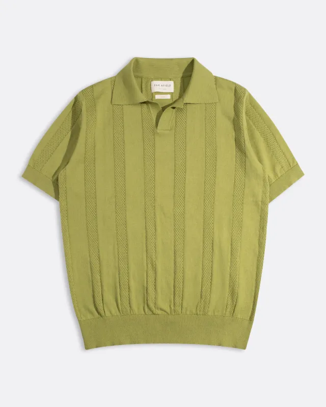 Clifford Open-Knit Polo made by Far Afield