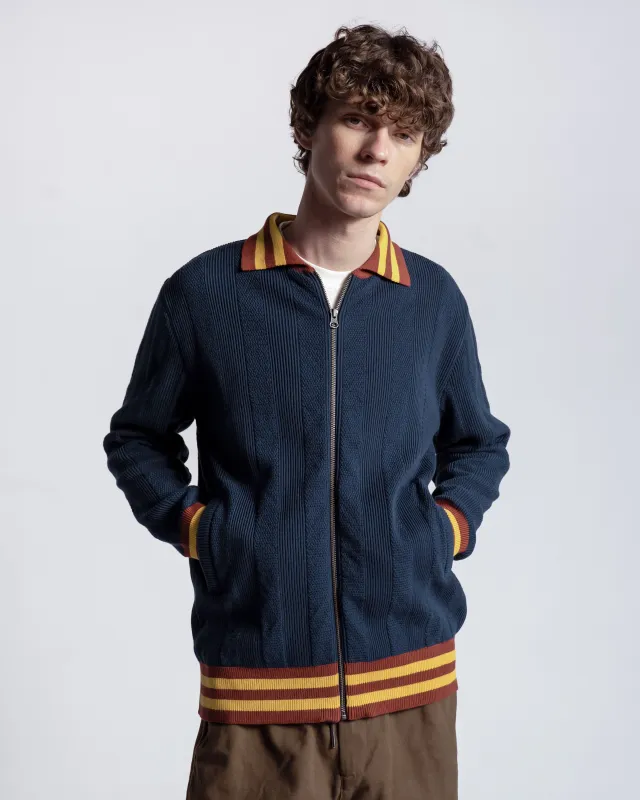 Aleksey Horace Stripe Zip-Up made by Far Afield