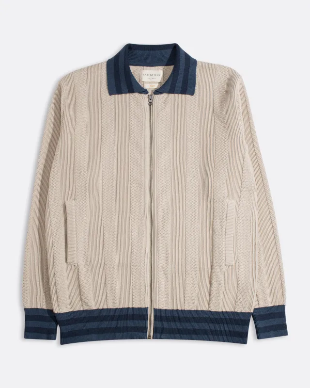 Aleksey Horace Stripe Zip-Up made by Far Afield