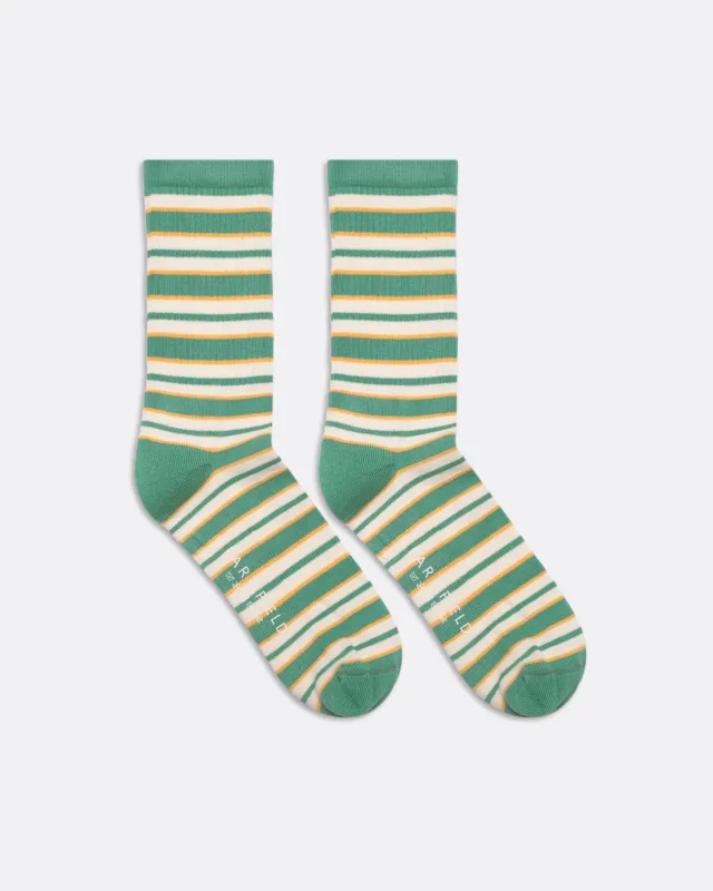 Ribbed Stripe Socks - Frosty Green / Multi sold by Far Afield