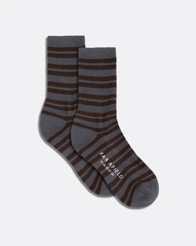 Ribbed Stripe Socks - Dark Grey made by AW25