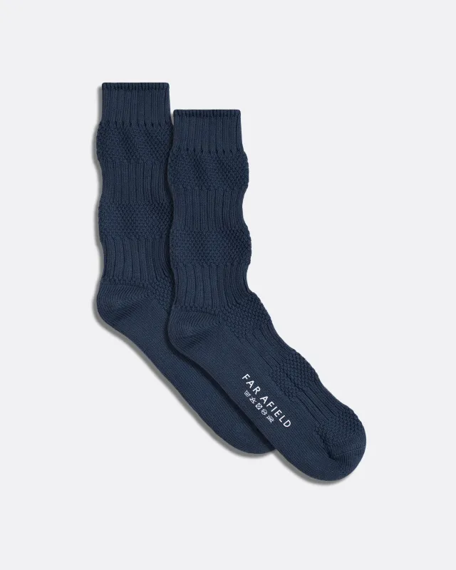 Textured Stripe Socks - Navy made by AW25