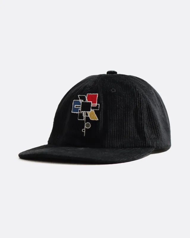 Abstract Flower Embroidered Cap - Black sold by Far Afield