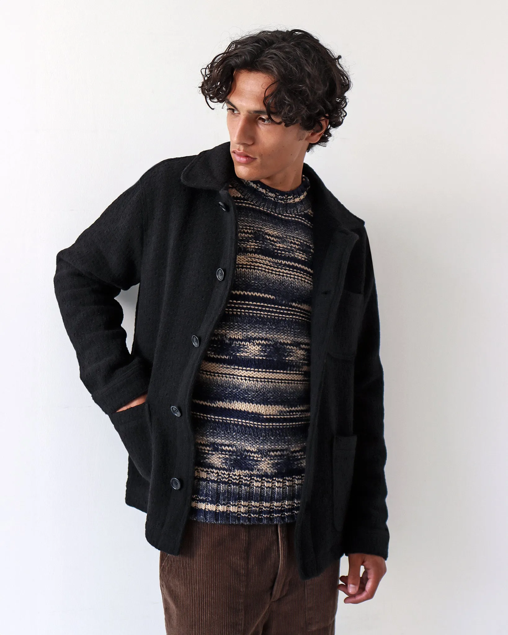 Station Jacket - Black Textured Jacquard sold by Far Afield product image thumbnail 2