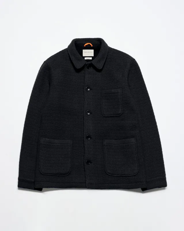Station Jacket - Black Textured Jacquard made by Far Afield