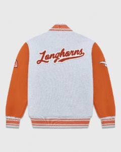 NCAA Texas Longhorns Fleece Varsity Jacket - Grey/Texas Orange sold by OVO