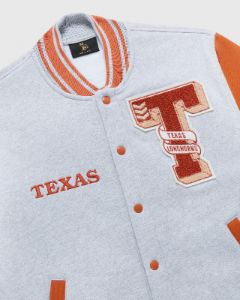 NCAA Texas Longhorns Fleece Varsity Jacket - Grey/Texas Orange sold by OVO