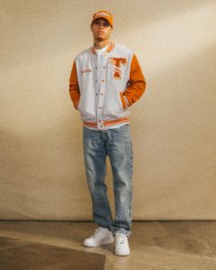 NCAA Texas Longhorns Fleece Varsity Jacket - Grey/Texas Orange sold by OVO