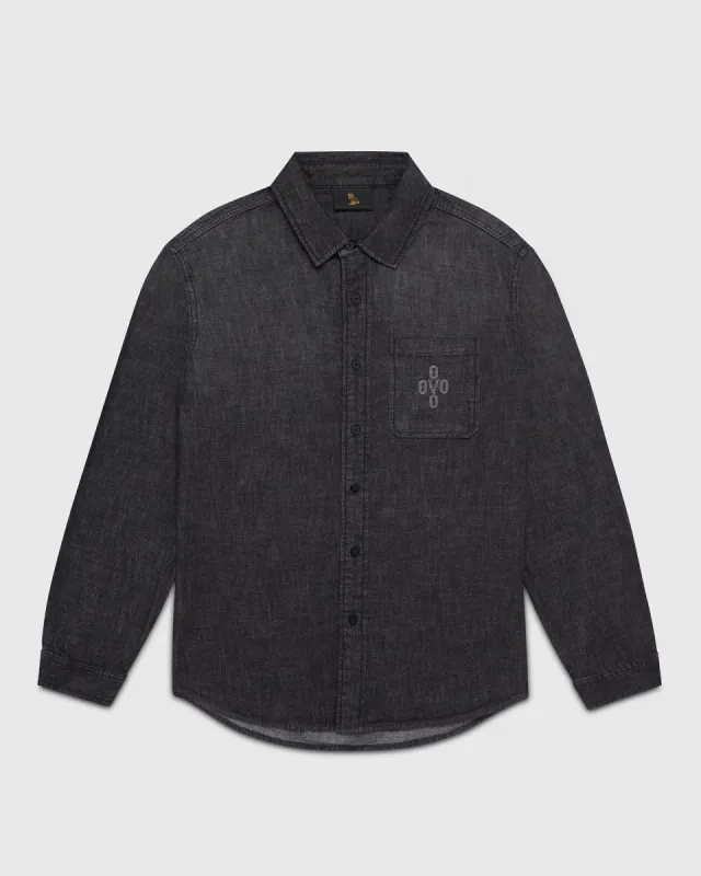 POM POM DENIM SHIRT - WASHED BLACK sold by OVO