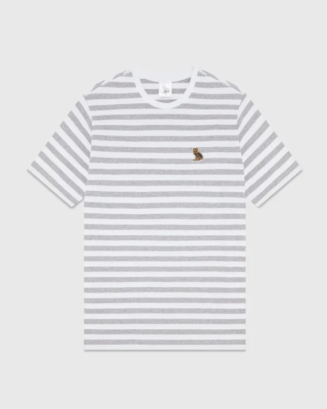 NAUTICAL STRIPE T-SHIRT - HEATHER GREY/WHITE sold by OVO