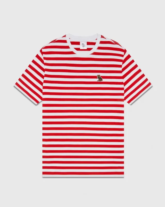 NAUTICAL STRIPE T-SHIRT - RED/WHITE sold by OVO