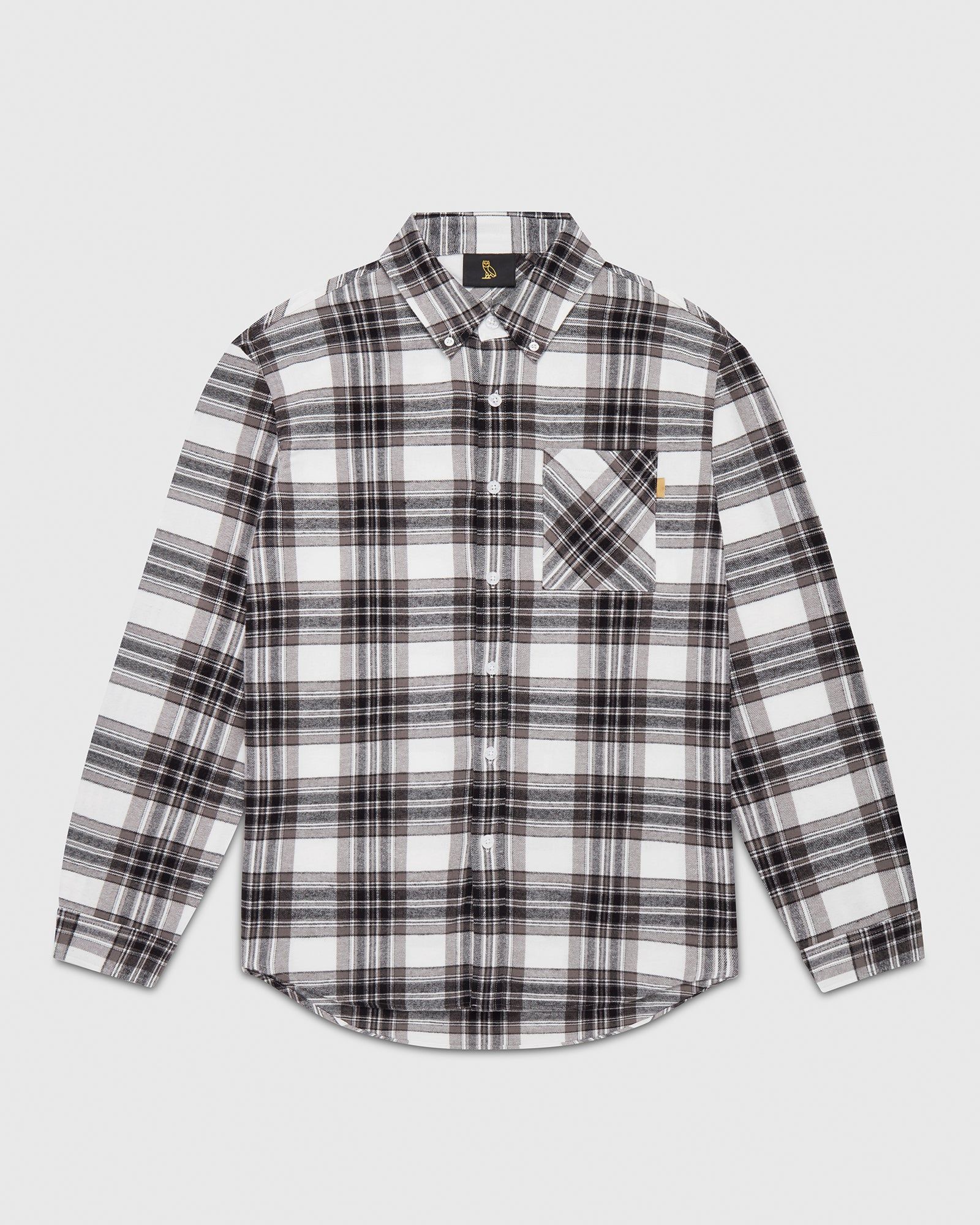 LIGHTWEIGHT PLAID FLANNEL SHIRT - GREY sold by OVO