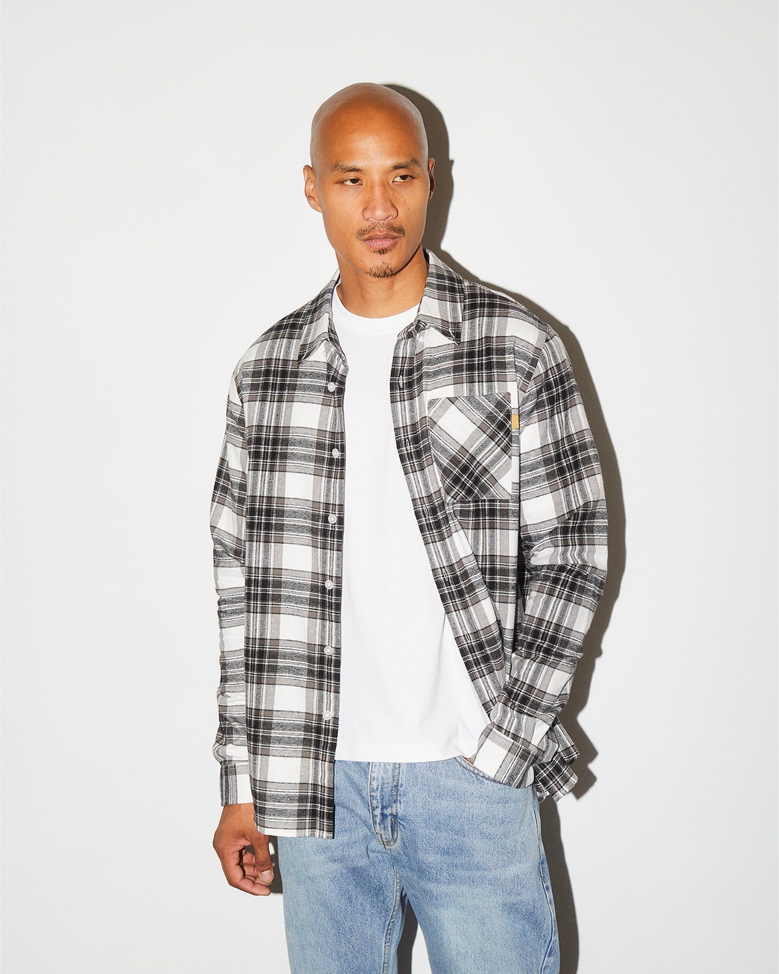LIGHTWEIGHT PLAID FLANNEL SHIRT - GREY sold by OVO product image thumbnail 2