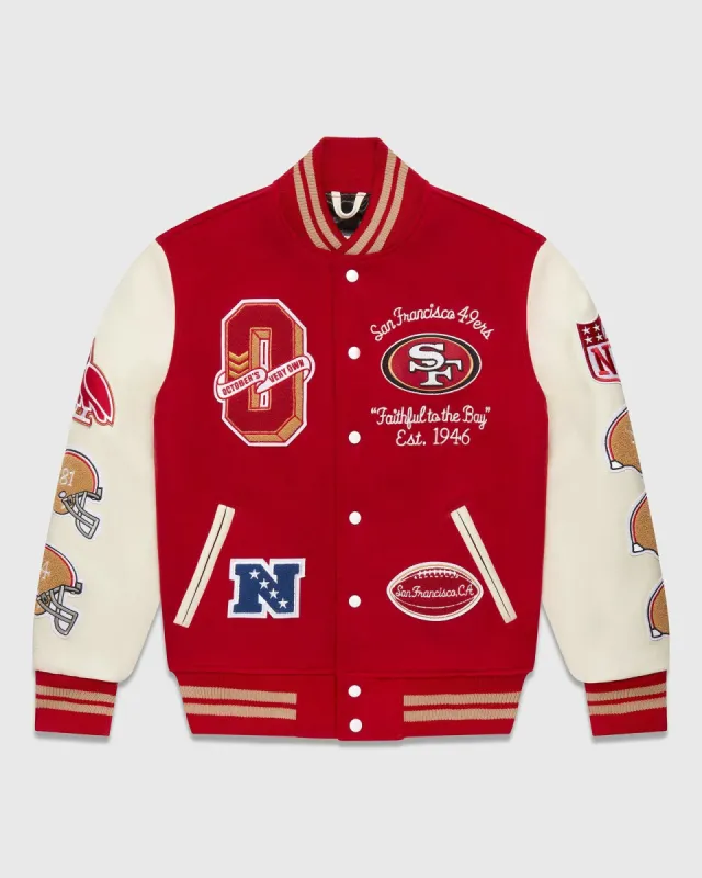 NFL SAN FRANCISCO 49RS VARSITY JACKET - RED sold by OVO