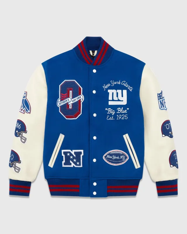 NFL NEW YORK GIANTS VARSITY JACKET - BLUE sold by OVO