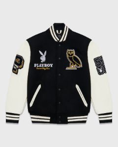 PLAYBOY VARSITY JACKET - BLACK sold by OVO