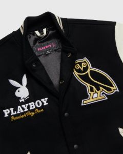 PLAYBOY VARSITY JACKET - BLACK sold by OVO