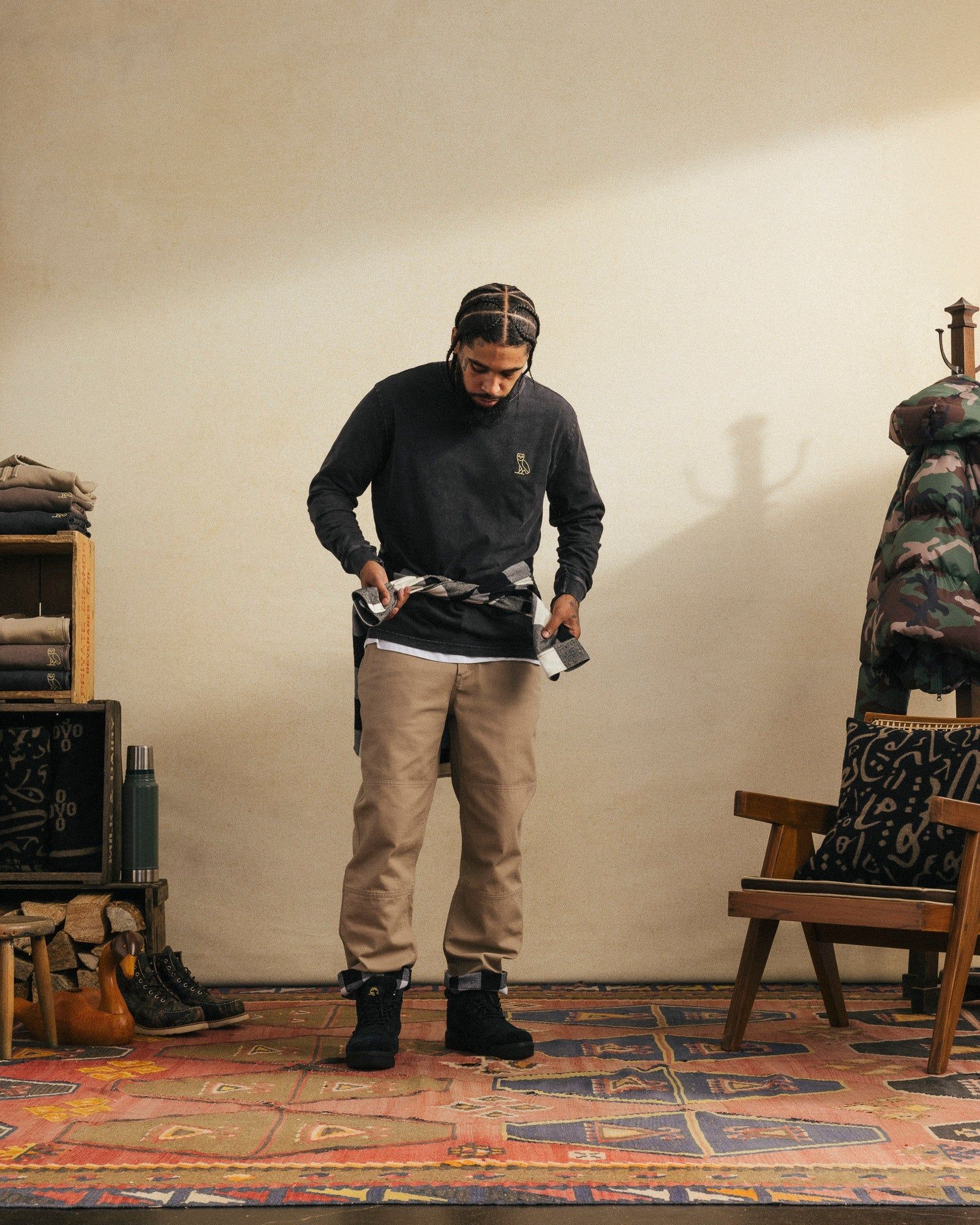 Muskoka Garment Dyed Longsleeve T-Shirt - Black sold by OVO product image thumbnail 2