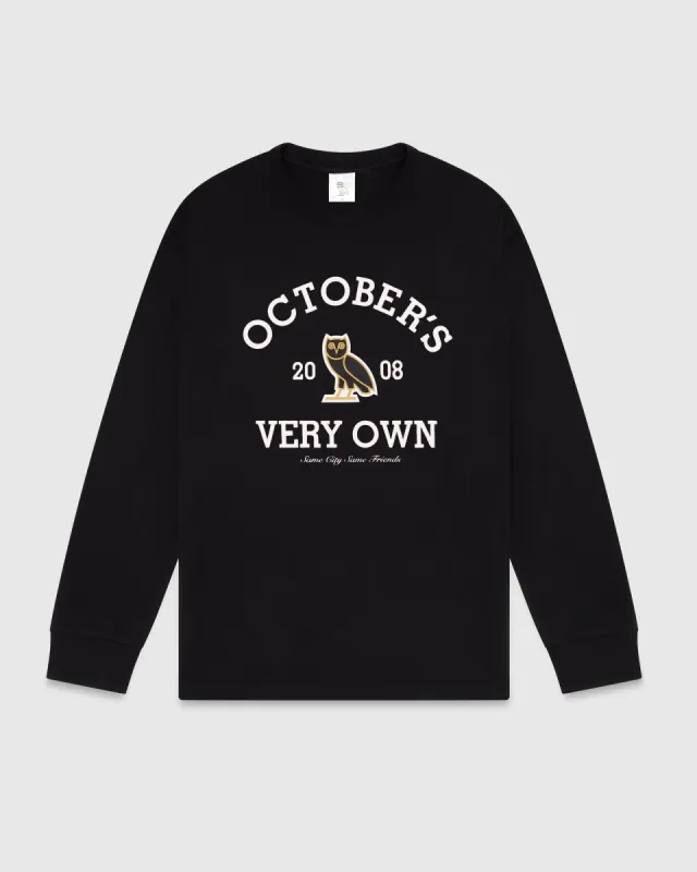 COLLEGIATE LONGSLEEVE T-SHIRT - BLACK sold by OVO