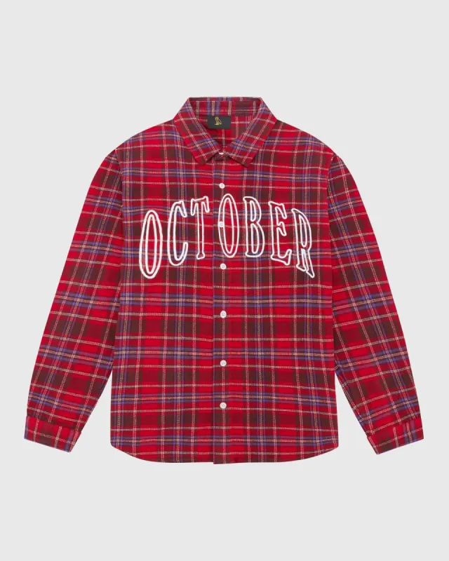 PLAID FLANNEL SHIRT - RED/NAVY sold by OVO