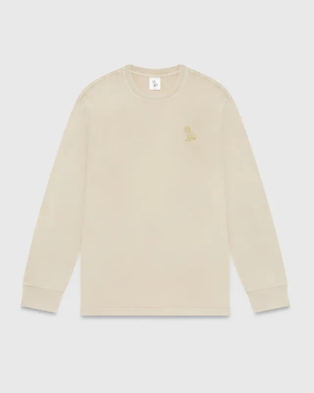 GARMENT DYE LONGSLEEVE T-SHIRT - TAN sold by OVO