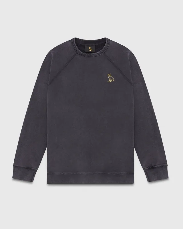 GARMENT DYE CREWNECK - BLACK made by OVO
