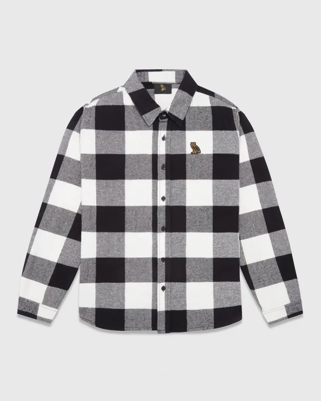 BUFFALO PLAID FLANNEL SHIRT - WHITE sold by OVO