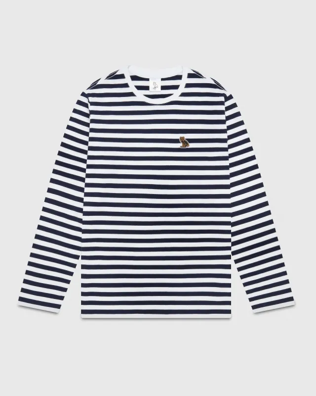 STRIPE LONGSLEEVE T-SHIRT - NAVY/WHITE sold by OVO