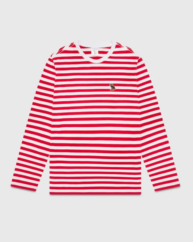 STRIPE LONGSLEEVE T-SHIRT - RED/WHITE sold by OVO