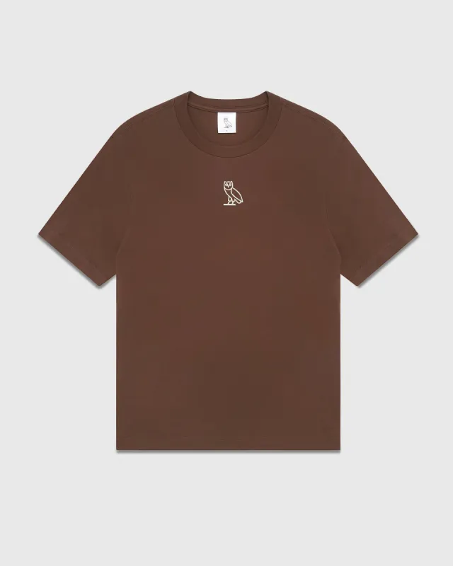 WOMENS CENTER CHEST T-SHIRT - BROWN sold by OVO