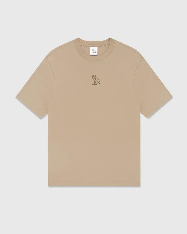 WOMENS CENTER CHEST T-SHIRT - TAN sold by OVO