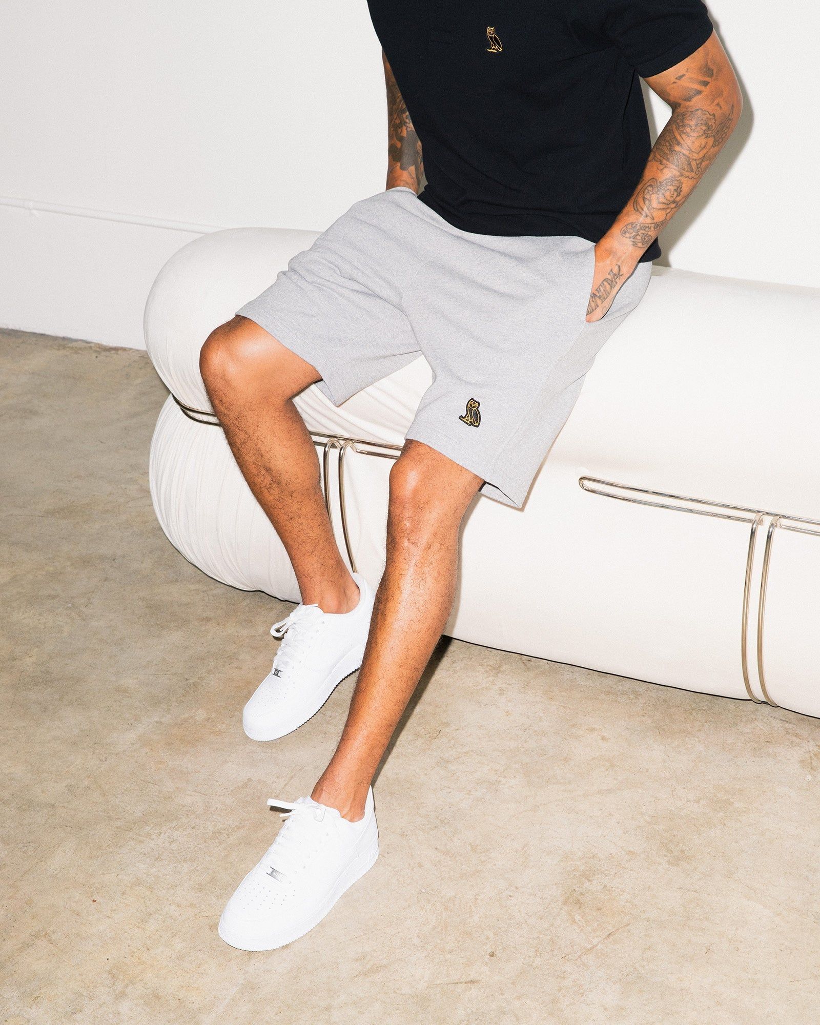 OVO® ESSENTIALS SWEATSHORT - HEATHER GREY sold by OVO product image thumbnail 2