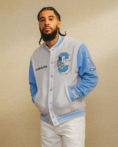 NCAA North Carolina Tar Heels Fleece Varsity Jacket - Grey/North Carolina Light Blue sold by OVO