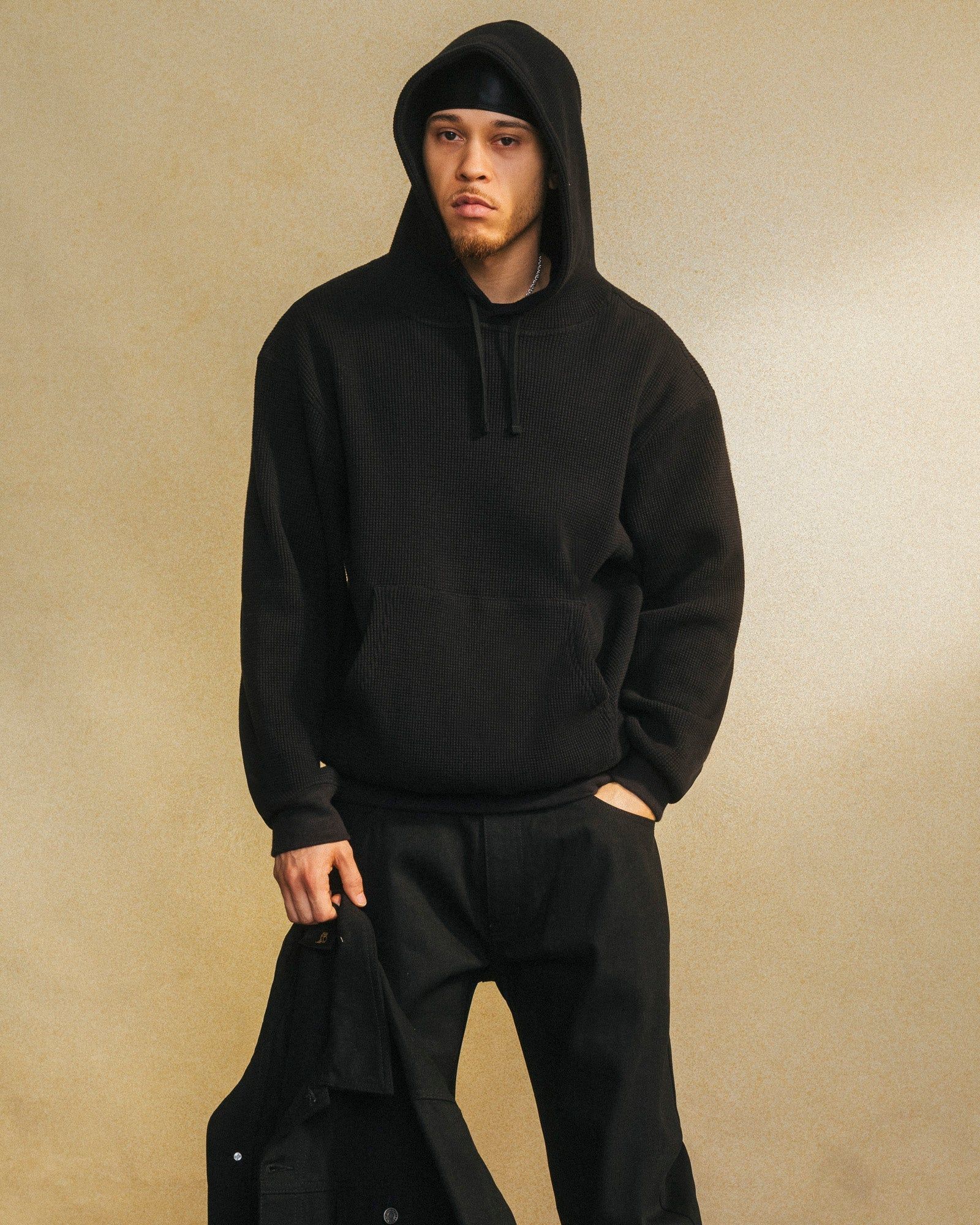 Heavyweight Waffle Hoodie - Black sold by OVO product image thumbnail 2