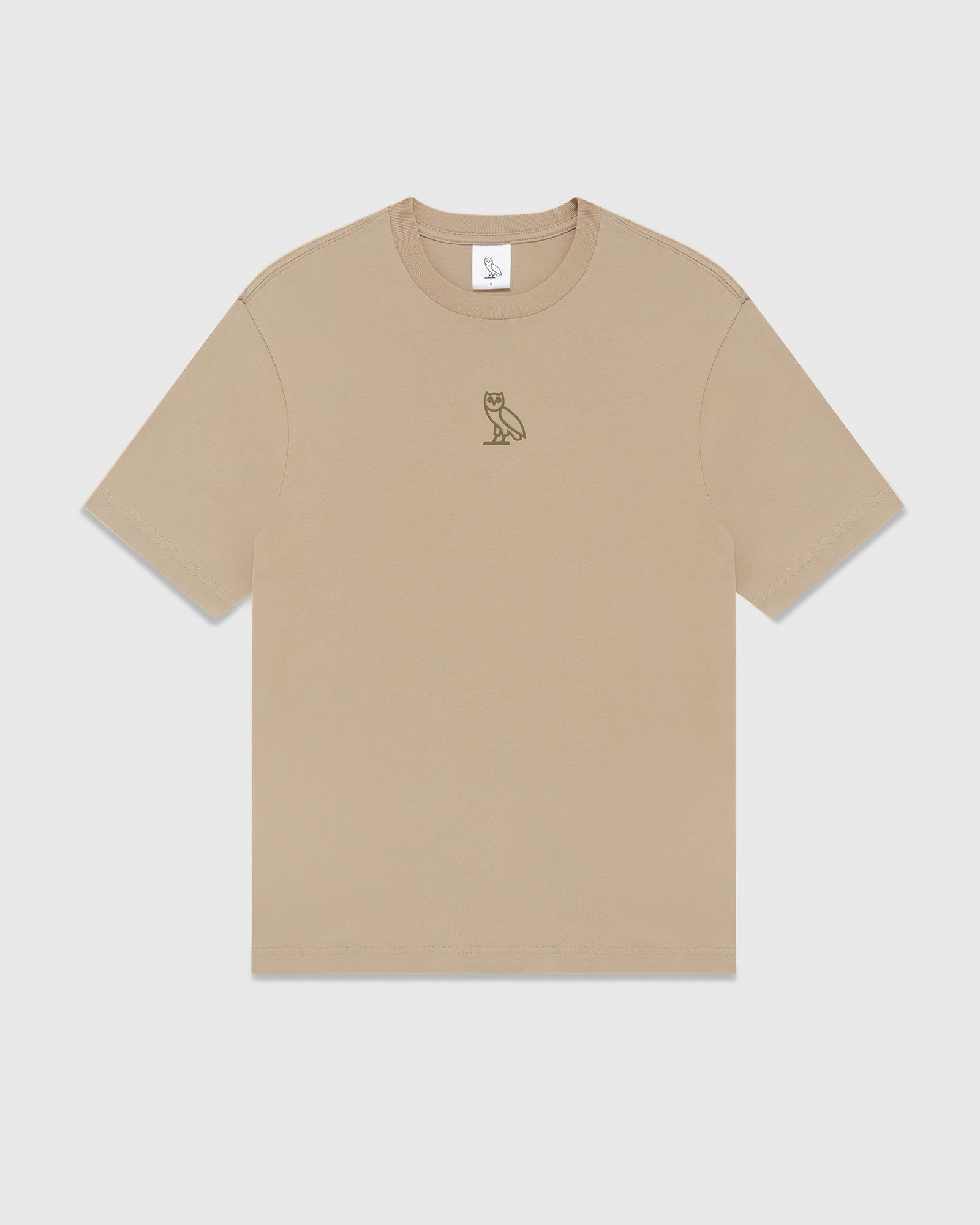 WOMENS CENTER CHEST OWL T-SHIRT - TAN sold by OVO