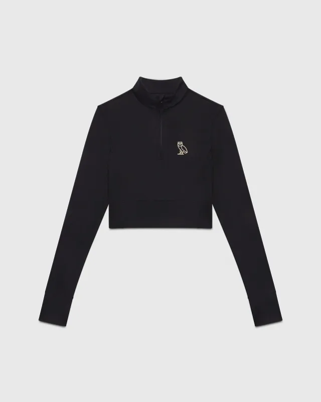 WOMENS ACTIVE ½ ZIP MOCK NECK - BLACK sold by OVO