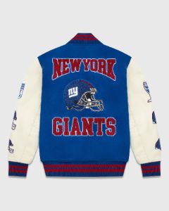 NFL NEW YORK GIANTS VARSITY JACKET - BLUE sold by OVO