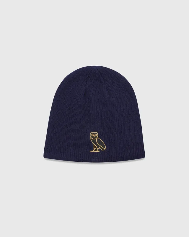OVO® CLASSIC OWL CUFFLESS BEANIE - NAVY sold by OVO