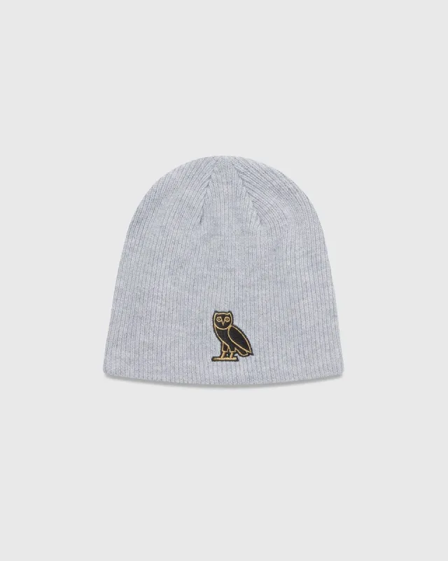 OVO® CLASSIC OWL CUFFLESS BEANIE - GREY sold by OVO