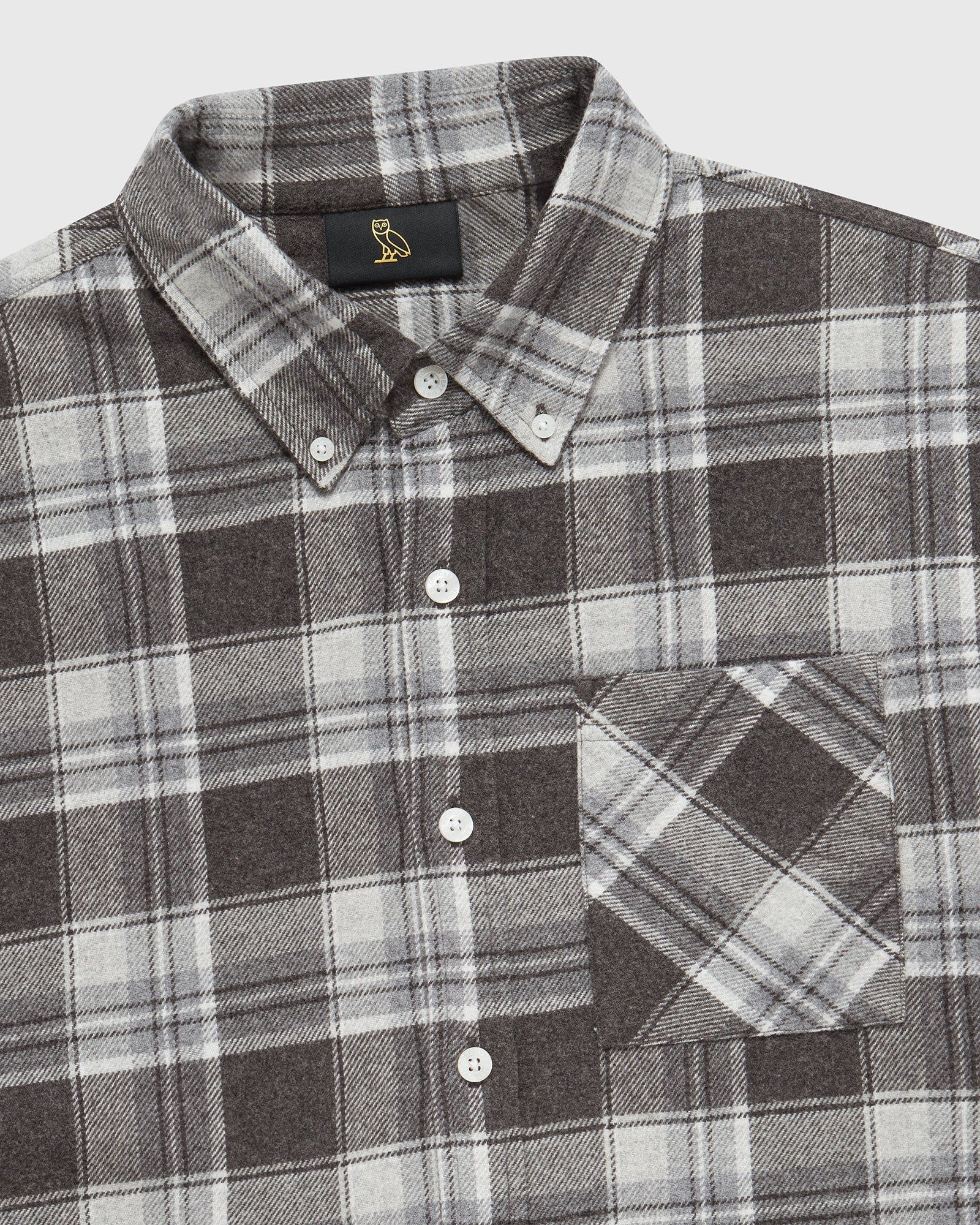 Plaid Flannel Shirt - Heather Grey sold by OVO product image thumbnail 5