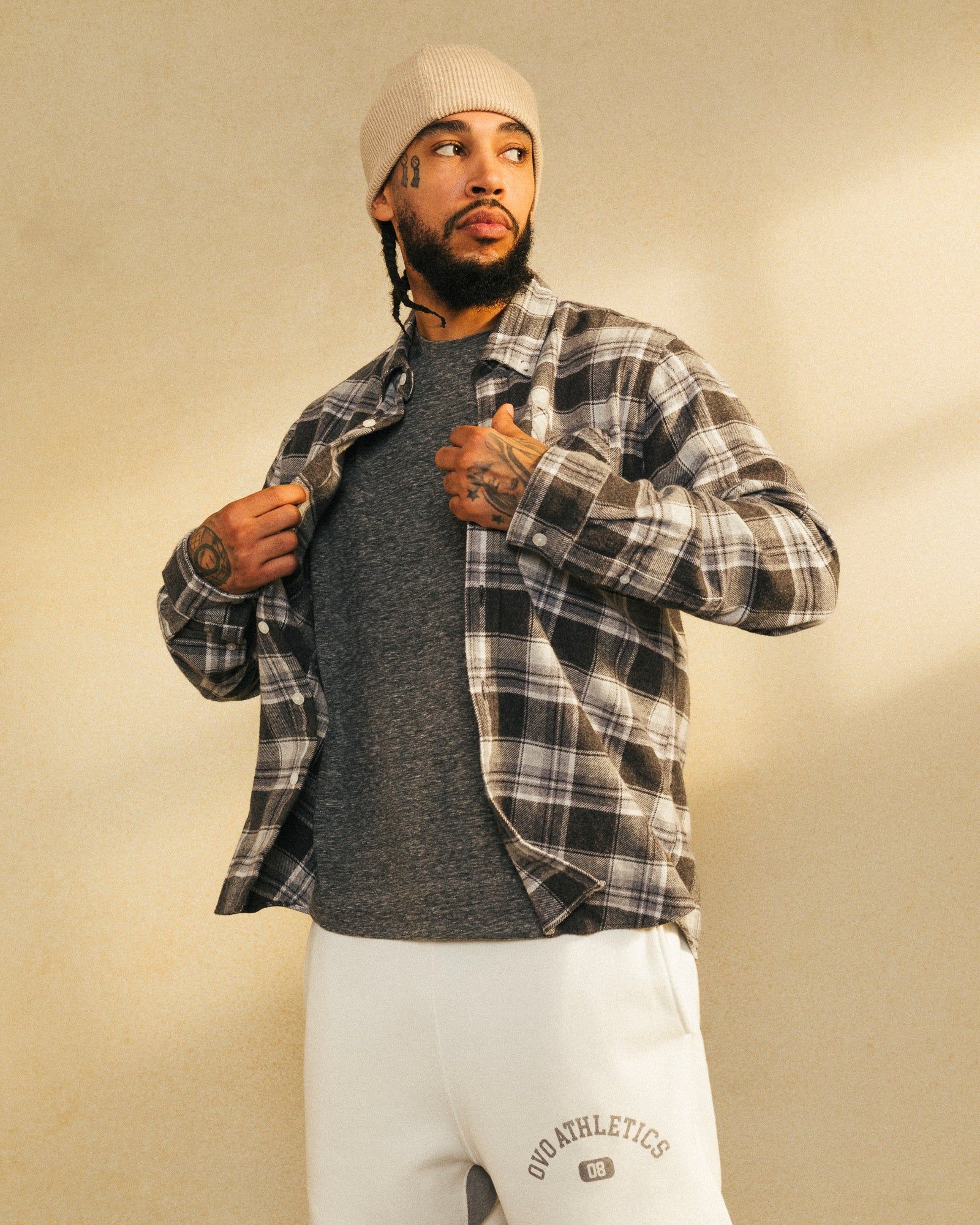 Plaid Flannel Shirt - Heather Grey sold by OVO product image thumbnail 2