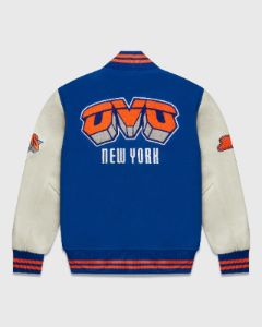 NBA NEW YORK KNICKS VARSITY JACKET - BLUE sold by OVO