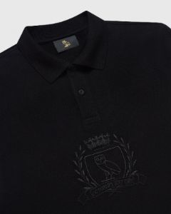 Longsleeve Pique Polo With Crest - Black sold by OVO