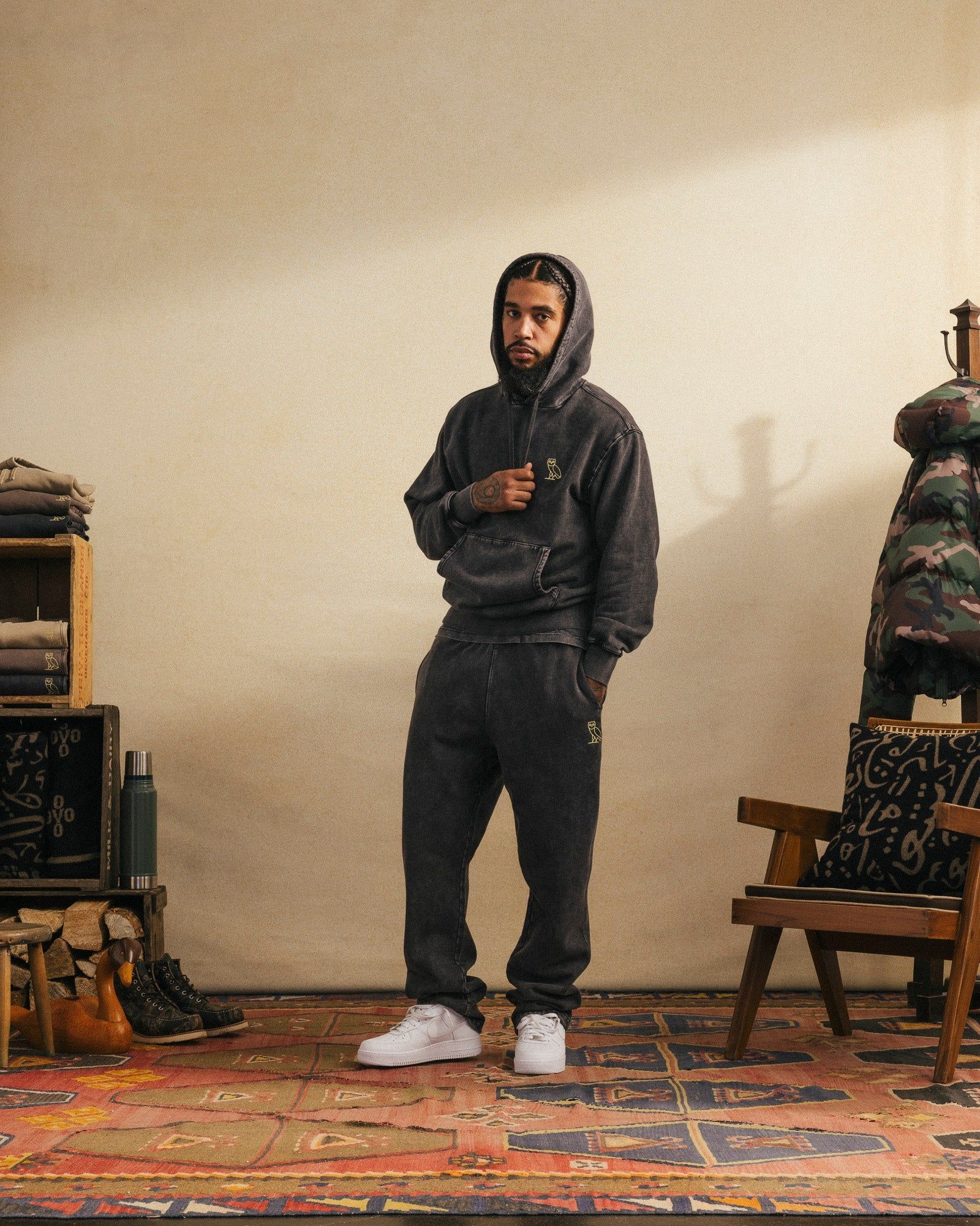 Muskoka Garment Dyed Open Hem Sweatpant - Black sold by OVO product image thumbnail 2