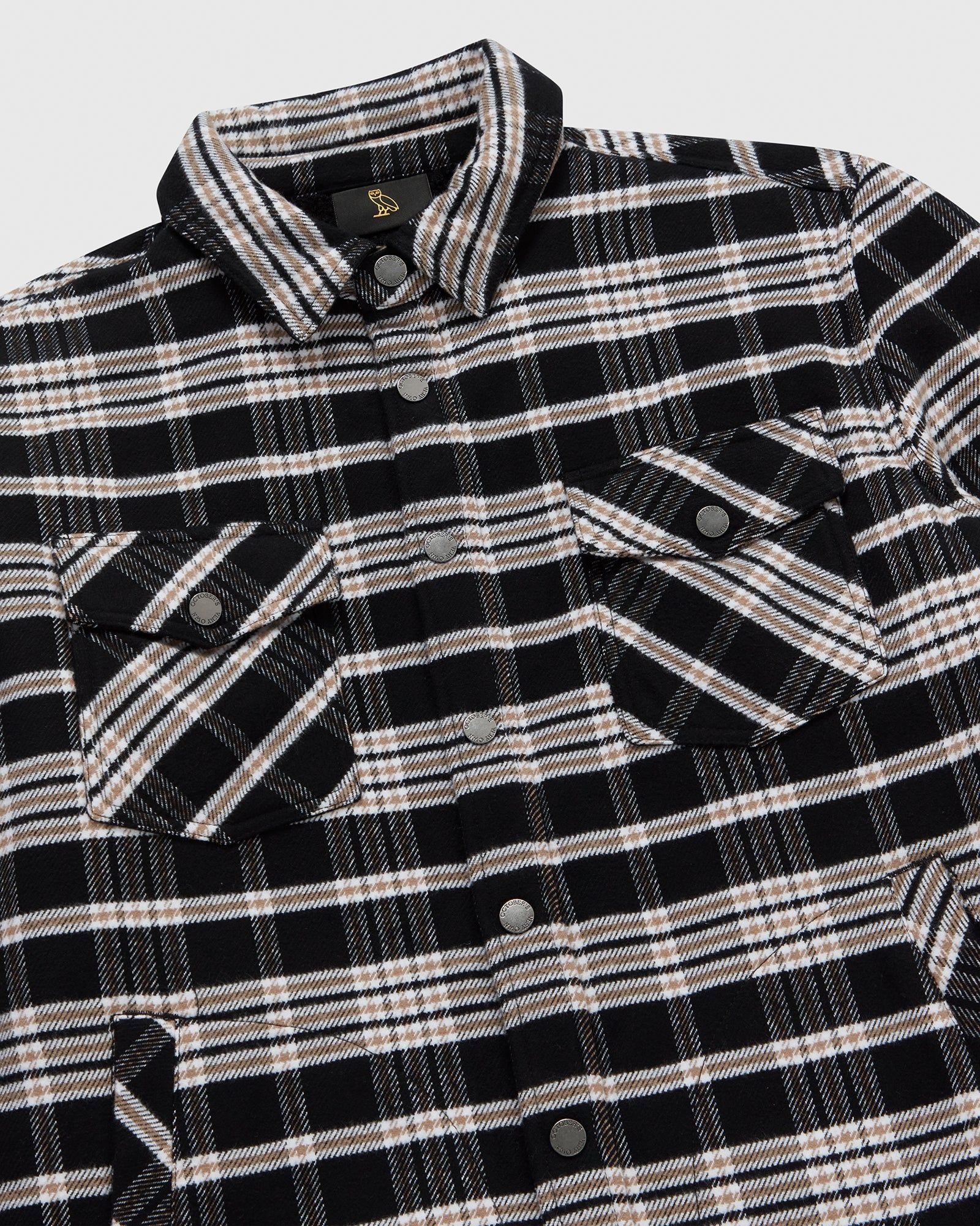 Sherpa Lined Plaid Shirt Jacket - Black sold by OVO product image thumbnail 3