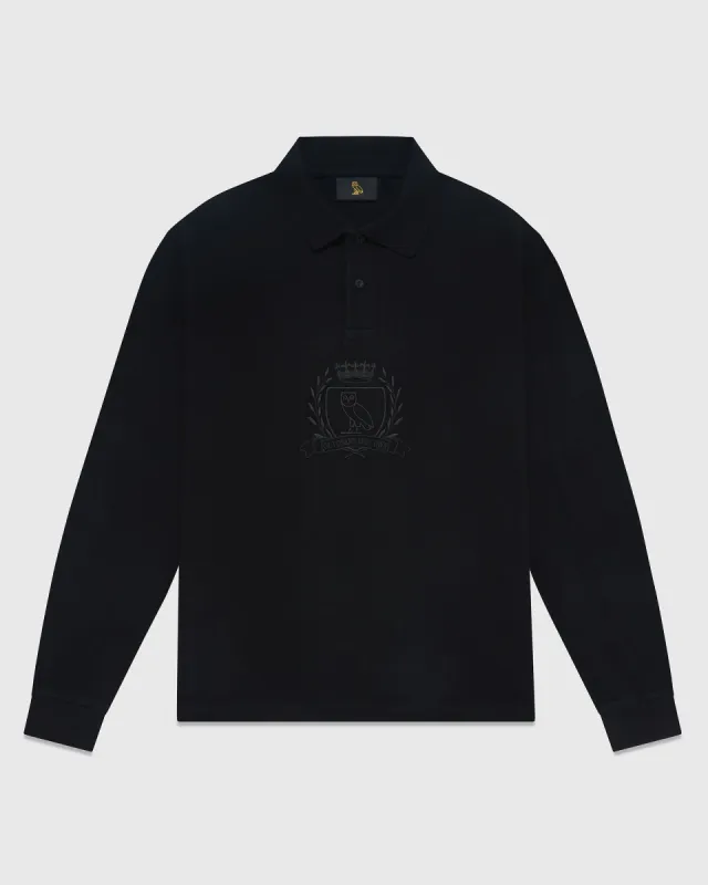 Longsleeve Pique Polo With Crest - Black sold by OVO
