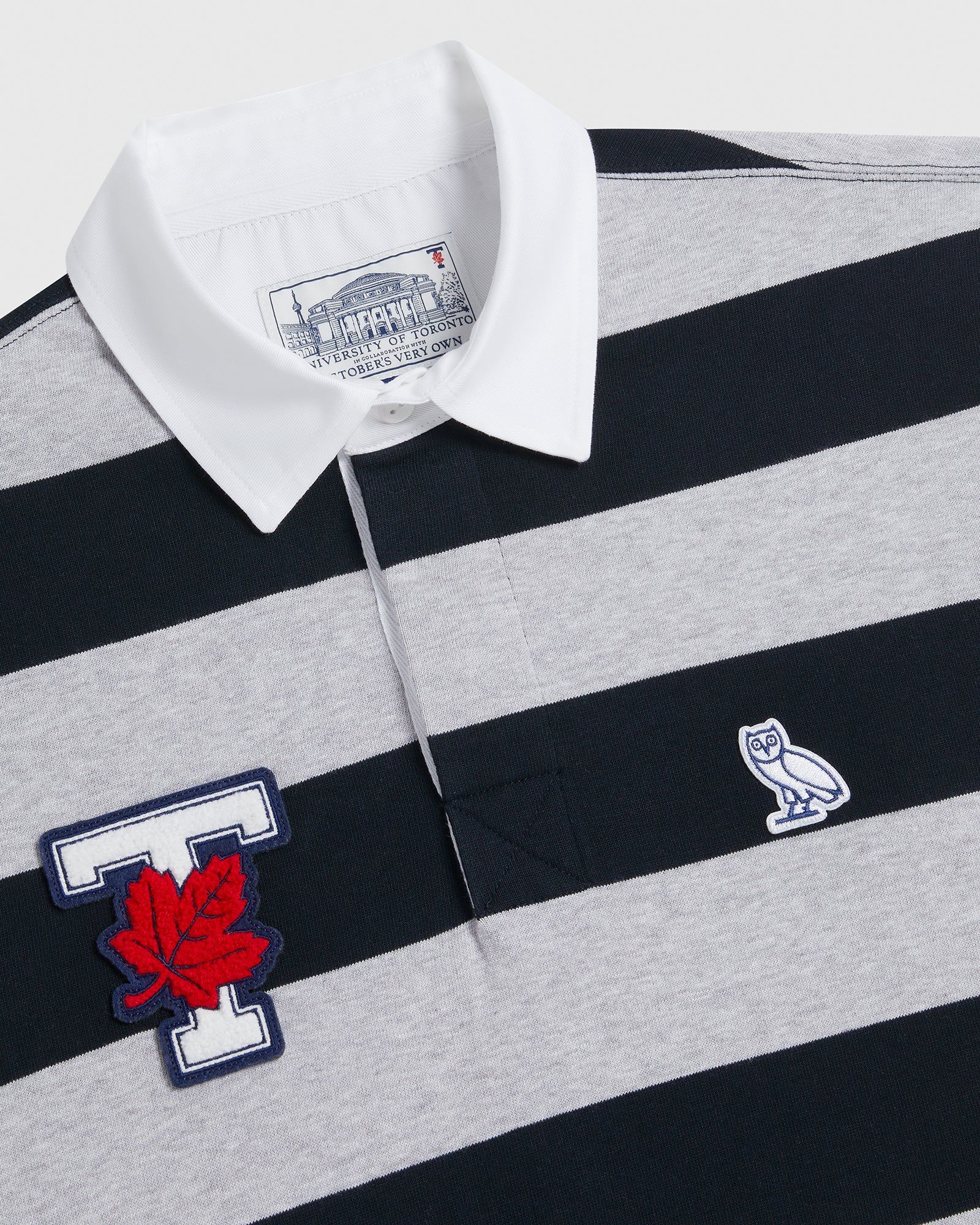 U OF T STRIPED RUGBY POLO - NAVY/HEATHER GREY sold by OVO product image thumbnail 4
