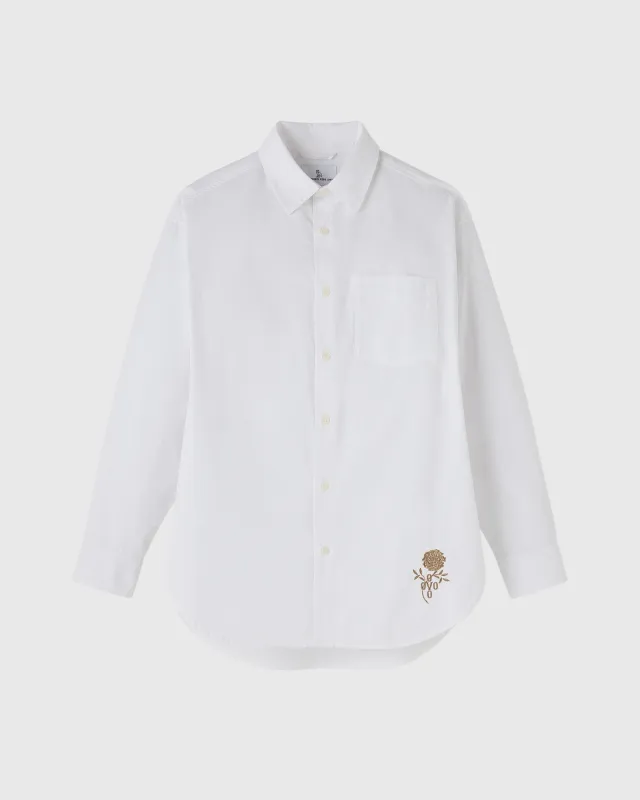 Garment Dyed Pom Pom Marigold Shirt - White sold by OVO